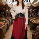 Renaissance Costume Women Medieval Victorian Fancy Dresses Halloween Pirate Cosplay (M)