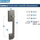 Schlage FE285 CEN 622 LAT CEN Century Front Entry Handleset with Latitude Lever, Lower Half Grip, Matte Black