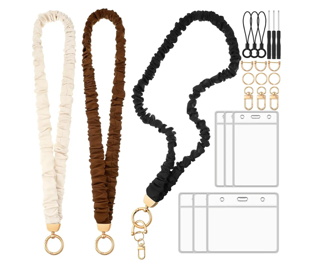 crunchies Lanyards for Id Badges, Stretchy Lanyard for Women Teacher Nurse