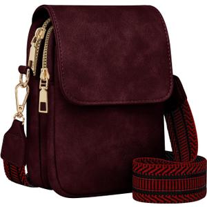 Fashion Small Crossbody Bags for Women Trendy Designer Cell Phone Purses Wallets with Card Holder Anti Theft Travel (Red)