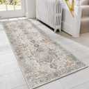 GENIMO Runner Rug 2x5 Non Slip Machine Washable Vintage Hallway Runner Rug, Low Pile Lightweight Rugs for Entryway, Hallway, Kitchen and Corridor, Light Taupe Brown
