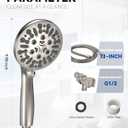 JDO Shower Head with Handheld, High Pressure Handheld Shower Head 9 Settings, Detachable Shower Head Set with Stainless Steel Hose and Shower Bracket (Brushed Nickel)