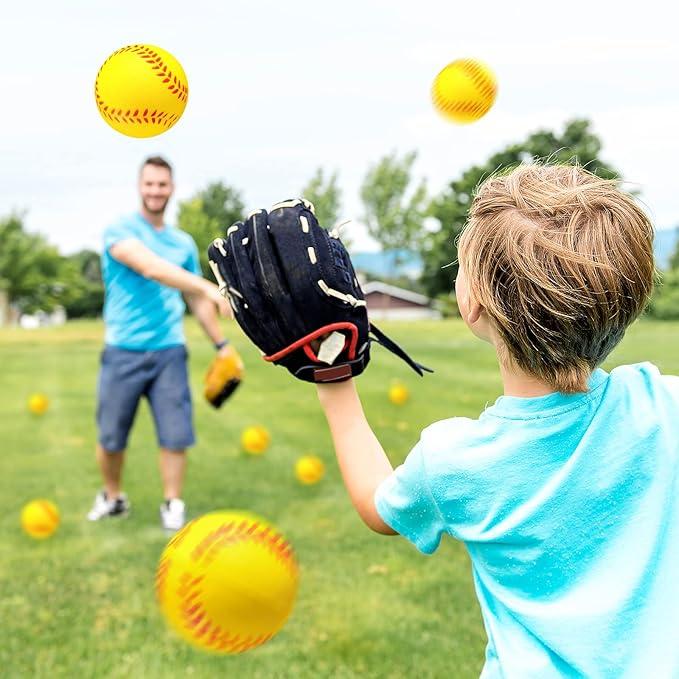 HyDren 20 Pcs Mini Foam Softball Baseball Stress Balls Bulk Yellow Softball Gifts Baseball l Party Favors for goodie bag stuffers Stress Relief Toys School Carnival Reward Gifts, 2.5 Inch
