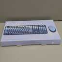 Wireless Keyboard and Mouse Combo, Ergonomic Full Size Typewriter Retro Round Keycaps Keyboard, Compatible with Windows, PC, Perfer for Home and Office Keyboards (Twilight Blue