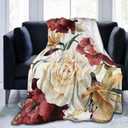 Roses Watercolor Floral Bed Blanket Ultra Soft Throw Blanket All Season Warm Light Weight Cozy Plush Blankets for Home Bedroom Sofa Chair Travel, 60"X80"