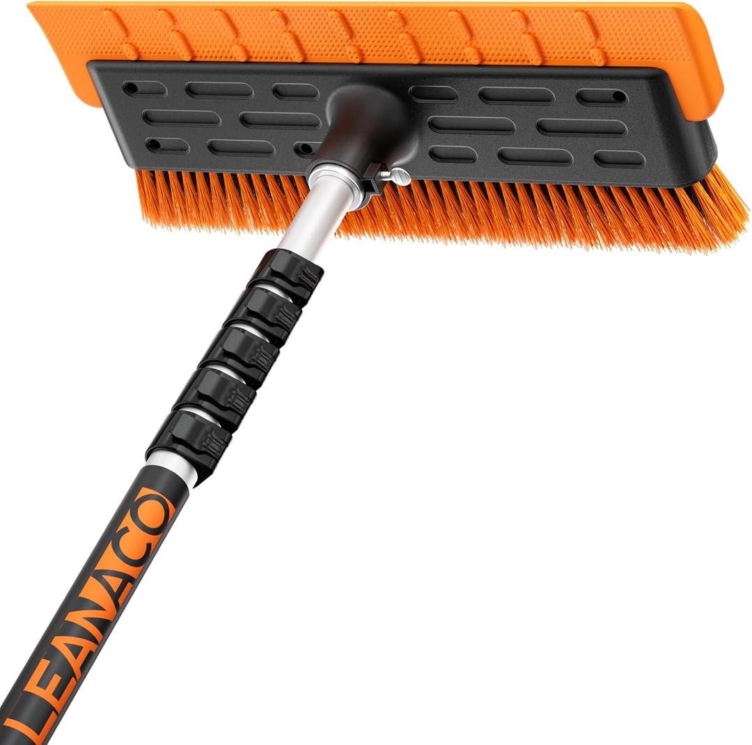 Year-Round Roof Rakes for Snow, Leaves & Moss – 16” No-Scratch Foam Blade & Roof Brush, 4.7-21ft Telescoping Snow Rake for Roof, Solar Panels, RVs & Cars, C-Shaped Push/Pull Roof--Patent Pending
