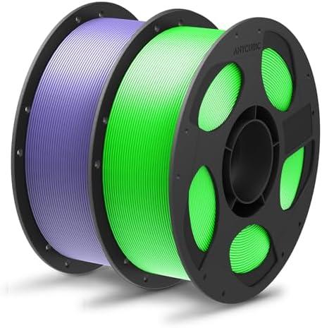 ANYCUBIC PLA+ 3D Printer Filament Bundle, PLA Plus 1.75mm Dimensional Accuracy +/- 0.02mm, Fit Most FDM 3D Printers, 1KG Reusable Spool, 2kg, Purple + Green