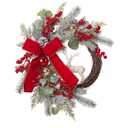 Christmas Wreaths for Front Door, Christmas Wreath for Indoor and Outdoor, Christmas Decorations, Christmas Door Wreath with Red Bow and Golden Ball, Pine Cones