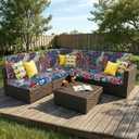 Smiry Printed Couch Cushion Covers, Stretch Soft Couch Covers for Sofa, Washable Non-Slip Sofa Slipcover Furniture Protector for Indoor and Outdoor (Backrest L, Blue Green)