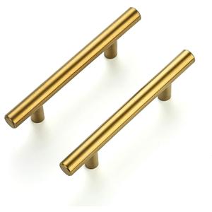 Ravinte 24 Pack 5 Inch Cabinet Pulls Brushed Brass Stainless Steel Kitchen Drawer Pulls Cabinet Handles 5Length, 3 Hole Center (Brushed Brass)