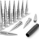 M14x1.5 Spike Lug Nuts Chrome 32 Pcs, 14mm x 1.5 Spline Spiked Lug Nuts for Chevy Silverado GMC Sierra 2500 3500 HD Ford F250 F350, 14x1.5 Truck Lugnut for Ram, Solid Metal Wheel Nut with 1 Socket Key