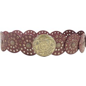 Women’s Retro Hollow Out Leather Belts Round Waist Belt Y2K Vintage Waistband