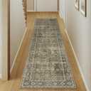 Light Brown 3x10 Vintage Area Rug Hallway Indoor Kitchen Washable Living Room Carpet Tribal Distressed Rug Retro Accent Throw Rug for Office Dining Room Bathroom Faux Wool