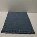 RESARE Waffle Bath Mat - Super Absorbent Non Slip Machine Washable Boho Bath Rugs with Tassels, Upgraded Bordered Design, 17"x24" Blue