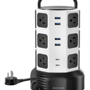 Power Strip Tower Surge Protector, JACKYLED 12 Outlets 6 USB (2 USB C) Charging Station, Extension Cord with Multiple Outlets, 1050J 1625W/13A Outlet Extender 6.5ft Extension Cord for Home Office