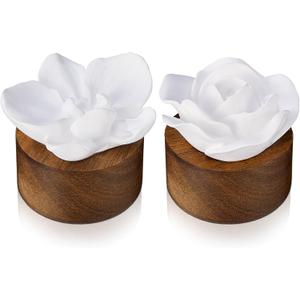 2 Pcs Ceramic Rose Diffuser Flower Passive Essential Oil Diffuser Flower Ceramic Aromatherapy Non Electric Battery for Home Office Tabletops Bathroom Decorative Birthday Ideal Gifts