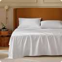 Bedsure 100% Giza Egyptian Cotton Sheets Queen Size - Luxury Hotel Sheets Deep Pocket with 4 Corner Straps, PureWoven Soft & Beathable Sateen Weave Bedsheets(Ivory,Queen)