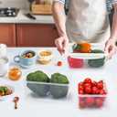 3 x Food Storage Containers with Silicone Stretch Pods for Food Storage in Fridge Reusable Plastic Food Saver with Elastic Lids Fresh Pod for Onions Kitchen Storage and Organization (M)