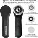 2 x Vibrating and Rotating Face Scrubber, Waterproof Rechargeable Facial Cleansing Brush, 8 Modes Face Brush for Exfoliating and Massaging, for Removing BlackheadMatte Black