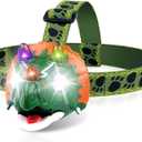 Triceratops LED Headlamp - Dinosaur Headlamp for Kids Camping Gear Essentials | Dinosaur Toy Head Lamp Flashlight for Boys Girls or Adults | Ideal Gift for Birthday, Halloween, Christmas, New Year (Green)