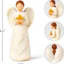 6.1 Inch Resin Angel Statue Holding Yellow Crystal Cross - Handcrafted White Religious Figurine, Christian Sympathy Gift for Women, Healing Home Decor for Easter Thanksgiving Christmas