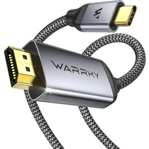 WARRKY USB C to HDMI Cable 4K 60Hz[Anti-Interference, Gold-Plated Plugs] Aluminum HDR Type-C to HDMI 2.0 Cord, Thunderbolt 3/4/5 Compatible for iPhone 15/16 Series, MacBook, iMac, iPad Pro, Galaxy-6ft