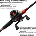 Kilitn Fishing Rod and Reel Combo, Baitcasting Combo Baitcast Reel, 6 Foot 7 Foot 2-Piece, Durable Fiberglass Wrapped Carbon Fiber Rod with Comfortable EVA Handle