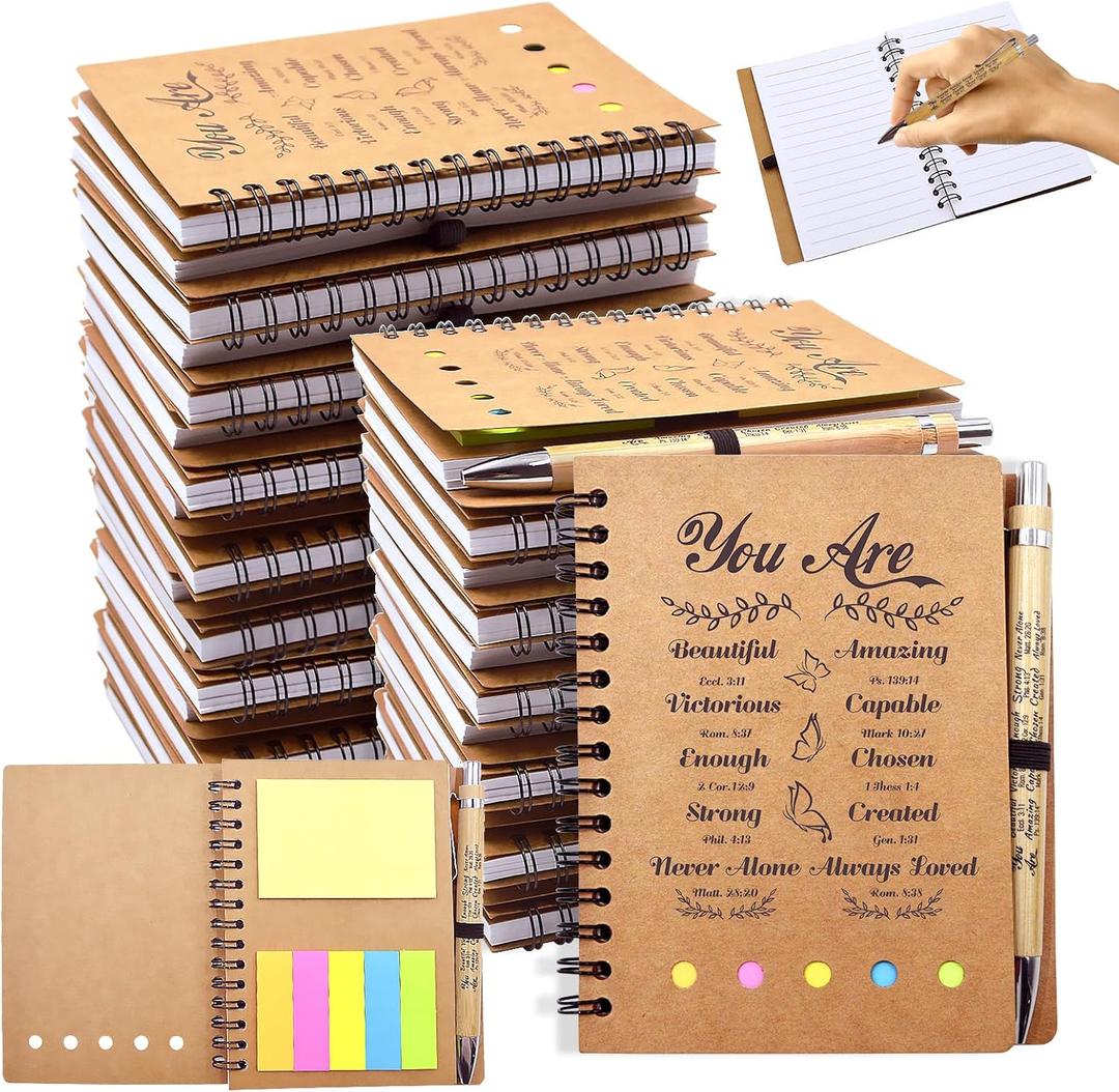 20 Pcs/10 Set Christian Gifts Prayer Journal Set, Bible Verse Pens & Scripture Small Spiral Notebook, Bulk Inspirational Church Notes Notebook Supplies - Faith Based Gifts for Women, Christian Stuff