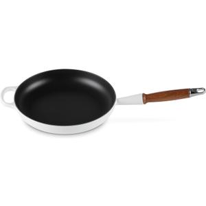 Le Creuset Enameled Cast Iron Alpine Wood Handle Fry Pan, 10.25", White