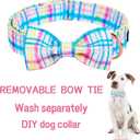 Unique style paws Easter Day Dog Collar with Bow Tie Blue Pink Grid Puppy Collar for Small Medium Large Boys Girls-XS