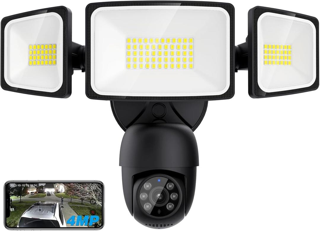 Onforu Floodlight Camera Outdoor, 2K Smart Home Security Camera Wired, 360 Surveillance Al Detection & Auto Tracking, 5500 Lumens Motion-Activated Flood Light Cam, Color Night Vision, 2-Way Audio