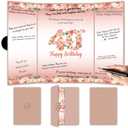 Rose Gold 40th Birthday Party Decorations, Floral Theme Happy 40th Birthday Guest Book for Men Women 40 Years Old Birthday Signature Guest Book