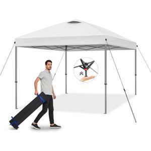 Explore Land 10x10 Pop Up Canopy with One Push Setup Heavy Duty Outdoor Sun Shade Tent for Beach,Camping,Events,Parties(White)