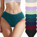 9 Pack Womens Underwear Cotton High Leg Brief Underwear for Women Pack High Waisted Briefs Soft Breathable Panties (XL)