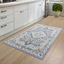 Foxmas Small Rugs for Entryway 2x3 Feet, Non-Slip Doormat Indoor Entrance Vintage Washable Area Rug, Low Pile Throw Rugs for Entryway Bedroom Kitchen Living Room, Blue