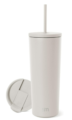 Simple Modern Insulated Tumbler with Lid and Straw | Leak-Proof Iced Coffee Cup | Ceramic-Lined Stainless Steel Travel Mug | Gifts for Women Her Him | Classic Signature | 24oz | Lavender Mist