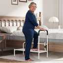 Bed Step Stool for Adults, Bedside Steps for Elderly Seniors with Non-Slip Handle & LED Light, Stable Assist Rail for High Beds, Standard