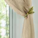 Antique Brass Curtain Holdbacks 2 Pack, Metal Olive Leaf Tiebacks Wall Mounted - Decorative Holders for Drapes & Curtains, Heavy Duty Pull Back Hooks (Antique Brass)