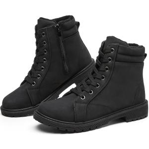 Rominz White Snow Boots for Women Black Winter Ankle Bootie with Warm Faux Fur Lining & Zipper Non-Slip Waterproof Boot (Black, US 7.5)