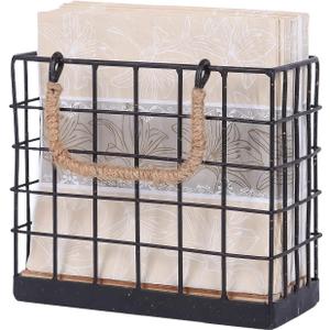 NIKKY HOME Farmhouse Napkin Holder, Rustic Tissue Dispenser, Freestanding Paper Hand Towel Caddy, Vintage Cocktail Napkin Tray Decor for Kitchen, Countertop, Dining Table, Restaurant, Outdoor - Black