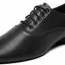Men's Ballroom Dance Shoes Black Leather Sole Tango Salsa Latin Character Shoe (8.5)