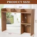 Briwooody Dorm Desk Bookshelf Desk Hutch Organizer with 5 Shelves and 3 Tier Desktop Hutch Storage Organizer for College Dorm Home Office Supply, 32.5 x 23.5 x 8 Inch(Natural)