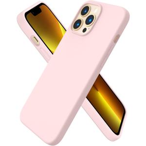 ORNARTO Compatible with iPhone 13 Pro Max Case 6.7", Slim Liquid Silicone 3 Layers Full Covered Soft Gel Rubber Case Cover 6.7 inch-Chalk Pink