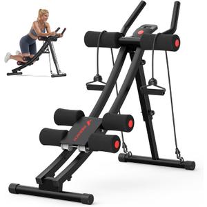 MERACH Dual Track Ab Machine, Adjustable Ab Trainer Machine, Ab Workout Equipment for Home Gym, Ergonomic Arc Track for Better Abs, Foldable Workout Machine for Full Body Workout Home Exercise