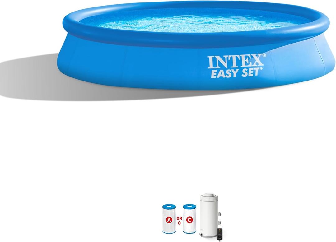 INTEX 28131EH Easy Set Inflatable Swimming Pool Set: 12ft x 30in  Includes 530 GPH Cartridge Filter Pump  Puncture-Resistant Material  1485 Gallon Capacity  23in Water Depth