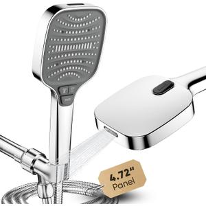 Shower Head, 8 Modes High Pressure Shower Head with Handheld, Anti-clog Nozzles, Shower Head with Built-in Power Wash to Clean Tub, Tile & Pets, 59 SUS 304 Hose & Adjustable Bracket,Chrome