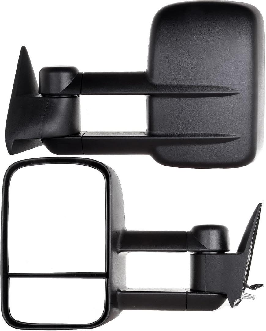 Towing Mirrors Fit 1988-2000 for Chevy C2500/K2500/K3500 1988-2001 for Chevy C3500 1988-1998 for Chevy C1500/K1500, Pair Power Adjusted Tow Mirrors with No Heated