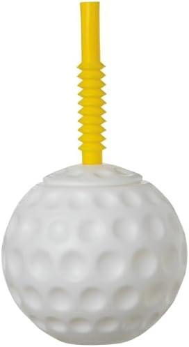 Round White Golf Ball 10 oz Sippy Cup (6.5" x 5") Pack of 2 - Perfect Novelty Drinkware for Golf Enthusiasts & Kids Alike