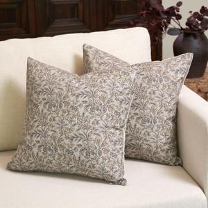 Amor Virisso Floral Throw Pillow Covers 20x20 Set of 2 Vintage Block Print Pillow Covers Decorative Pillow Covers Couch Pillows for Living Room Farmhouse Accent Sofa Pillows, Yellow/Sand