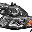 Retro Style Projector Headlights (Matte Black Housing/Clear Lens) Made for and Compatible with 2006-2011 Honda Civic Sedan